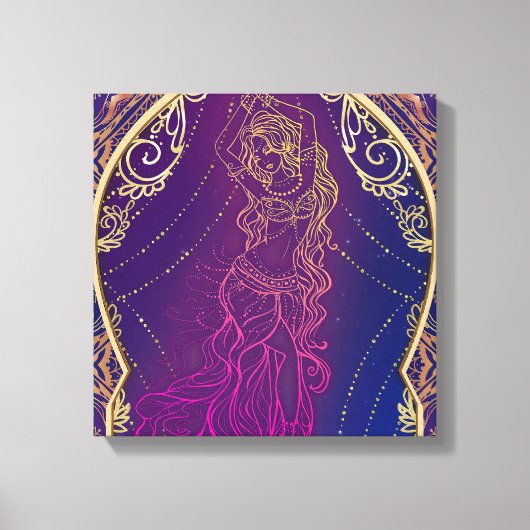 Paars & Goud Marokkaans Arabisch Buikdansen Glam Canvas Afdruk (Voorkant)