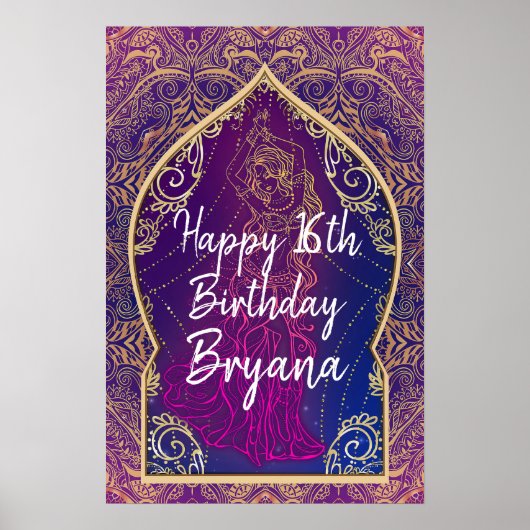 Paars & Goud Marokkaans Buikdansen Feest Banner Poster (Voorkant)