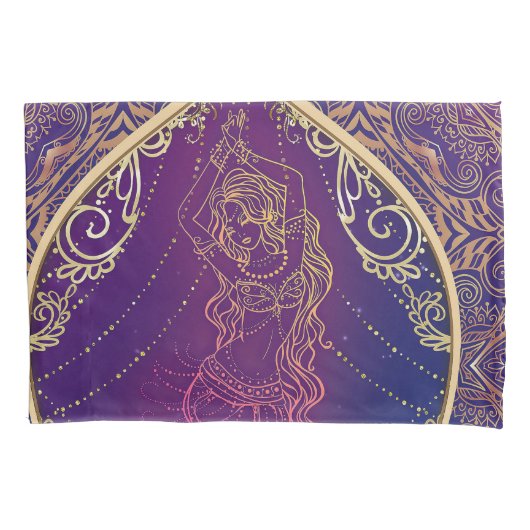 Paars & Goud Marokkaanse Arabische Buikdansen Glam Kussensloop (Voorkant)