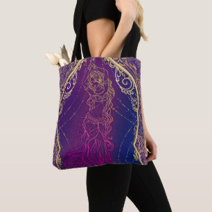 Paars & Goud Marokkaanse Arabische Buikdansen Glam Tote Bag