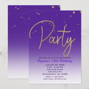 Paars & Goud Modern Glam Verjaardagsfeest Chic Kaart