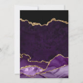 Paars & Goud Nep Glitter Agate Bruiloft Bedankkaart (Achterkant)