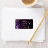 Paars & Goud Nep Glitter Agate Bruiloft Etiket (Insitu)