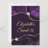 Paars & Goud Nep Glitter Agate Sweet 16 Kaart (Achterkant)