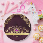 Paars   goud papieren bordje (Feest)