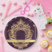 Paars goud papieren bordje (Feest)