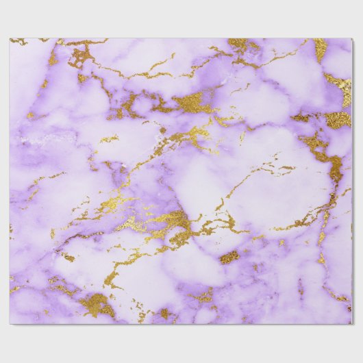Paars Goud Pastel Wit Marmer Glanzend Glam Cadeaupapier (Vlak)