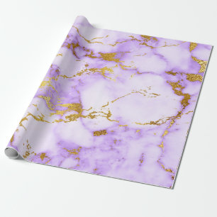 Paars Goud Pastel Wit Marmer Glanzend Glam Cadeaupapier