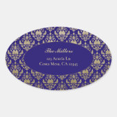 Paars Goud Patroon Trouw Retouradres Ovale Sticker (Voorkant)