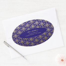 Paars Goud Patroon Trouw Retouradres Ovale Sticker