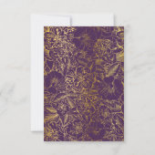 Paars | Goud  Roos Bloemen RSVP Insert (Achterkant)