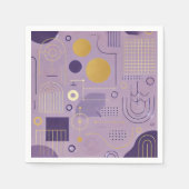 Paars & Goud Scandinavische patronen decoupage Servet (Voorkant)
