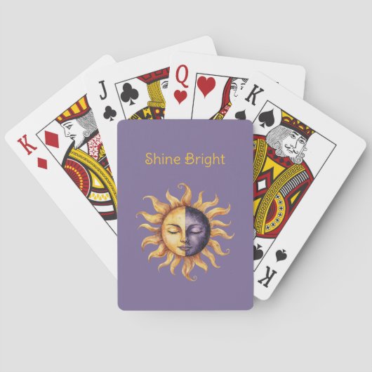 Paars Goud Schittert Helder Zon Pokerkaarten (Achterkant)