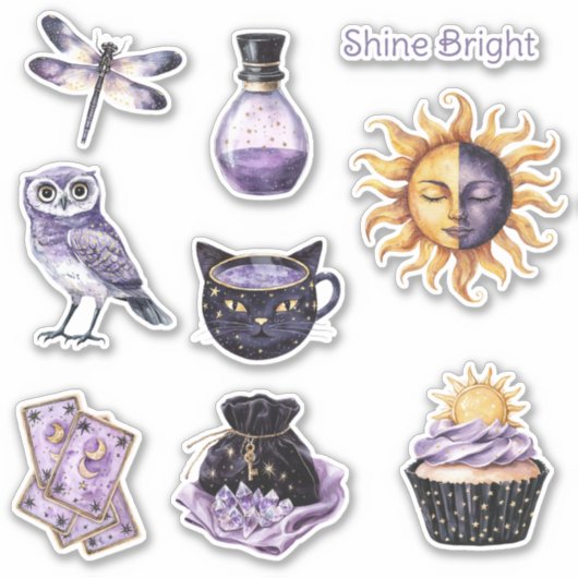 Paars Goud Schittert Helder Zon Sticker (Voorkant)