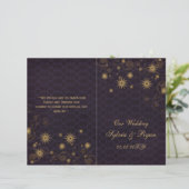 paars goud Snowflakes bruiloft programma's gevouwe (Staand voorkant)