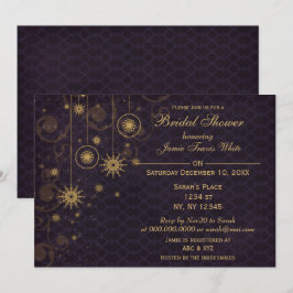 paars goud Snowflakes Winter Vrijgezellenfeest Uit Kaart