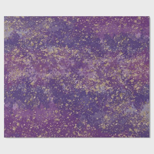Paars & Goud Spatglans Modern Cadeaupapier (Vlak)
