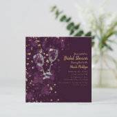 Paars & Goud Spatred Rode Wijn Modern Feest Kaart (Staand voorkant)