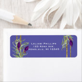 Paars Goud & Ultra Violet Bloem Boheemse Chic Etiket (Insitu)