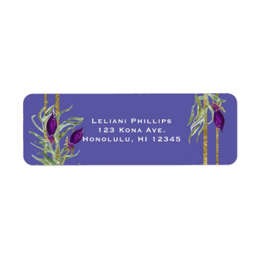 Paars Goud & Ultra Violet Bloem Boheemse Chic Etiket (Voorkant)