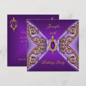 Paars goud van de Birthday op Paarse juwelen Kaart (Voorkant / Achterkant)
