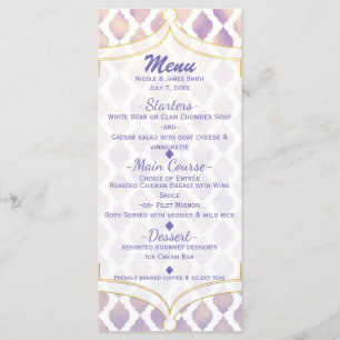 Paars Goud & Wit Marokkaans Modern Menu Card