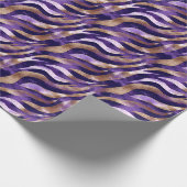 Paars / Goud / Witte Abstracte Lijnen Cadeaupapier (Hoek)
