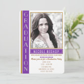 Paars Goud Witte Afsluitingsfeest Geslaagd Foto Kaart (Staand voorkant)