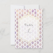 Paars Goud & Witte Marokkaanse Moderne Tafel Numme Kaart (Voorkant)