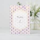 Paars Goud & Witte Marokkaanse Moderne Tafel Numme Kaart (Staand voorkant)