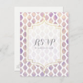 Paars Goud & Witte Marokkaanse Moderne Trouw-RSvp Uitnodiging Briefkaart (Voorkant / Achterkant)