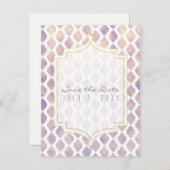 Paars Goud & Witte Marokkaanse Trouwkaart Save the Aankondigingskaart (Voorkant / Achterkant)
