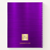 Paars goudbedrijf logo elegante handtekening notitieboek (Achterkant)