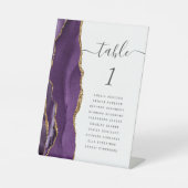 Paars goudbruidetafelnummer reclamebord met voetstuk (Voorkant)