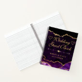 Paars goudbruin Glitter Agate Wedding Guest Book Notitieboek (Binnen)