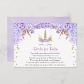 Paars goudeenhoorn baby shower informatiekaartje (Voorkant / Achterkant)