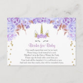 Paars goudeenhoorn baby shower informatiekaartje (Voorkant)