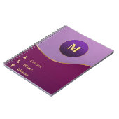 💜 Paars Gouden Abstract Met Frame Zakelijk Notitieboek (Linkerzijde)