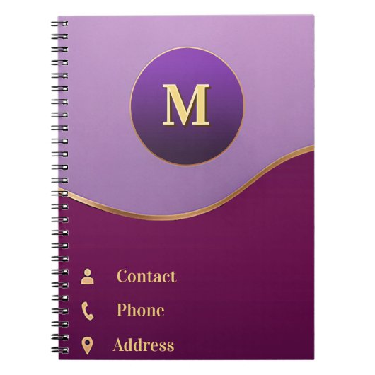 💜 Paars Gouden Abstract Met Frame Zakelijk Notitieboek (Voorkant)