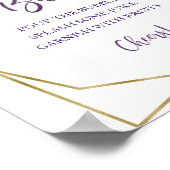 Paars Gouden Aquarel Bloem Mimosa Bar Bord Poster (Hoek)