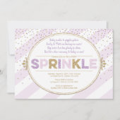 paars gouden baby uitnodigen meisje glitter kaart (Voorkant)