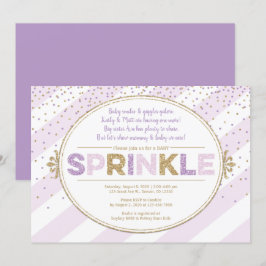paars gouden baby uitnodigen meisje glitter kaart