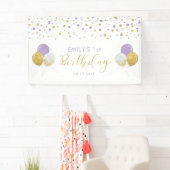 Paars & Gouden Ballon 1e Verjaardag Banner (Insitu)