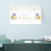 Paars & Gouden Ballon 1e Verjaardag Banner (Beurs)