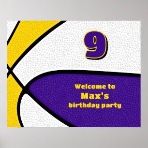 paars gouden basketbalteam kleuren feest welkom poster
