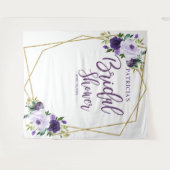 Paars Gouden Bloem Bruidsdouche Achtergronddoek Wandkleed (Voorkant (horizontaal))