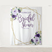 Paars Gouden Bloem Bruidsdouche Achtergronddoek Wandkleed (Voorkant)