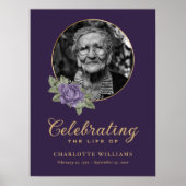 Paars Gouden Bloem Graf Foto Welkom Bord Poster (Voorkant)