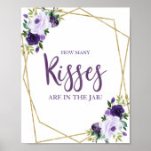 Paars Gouden Bloem Hoeveel Kusjes Bord Poster (Voorkant)