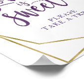 Paars Gouden Bloem Love Is Sweet Bord Poster (Hoek)